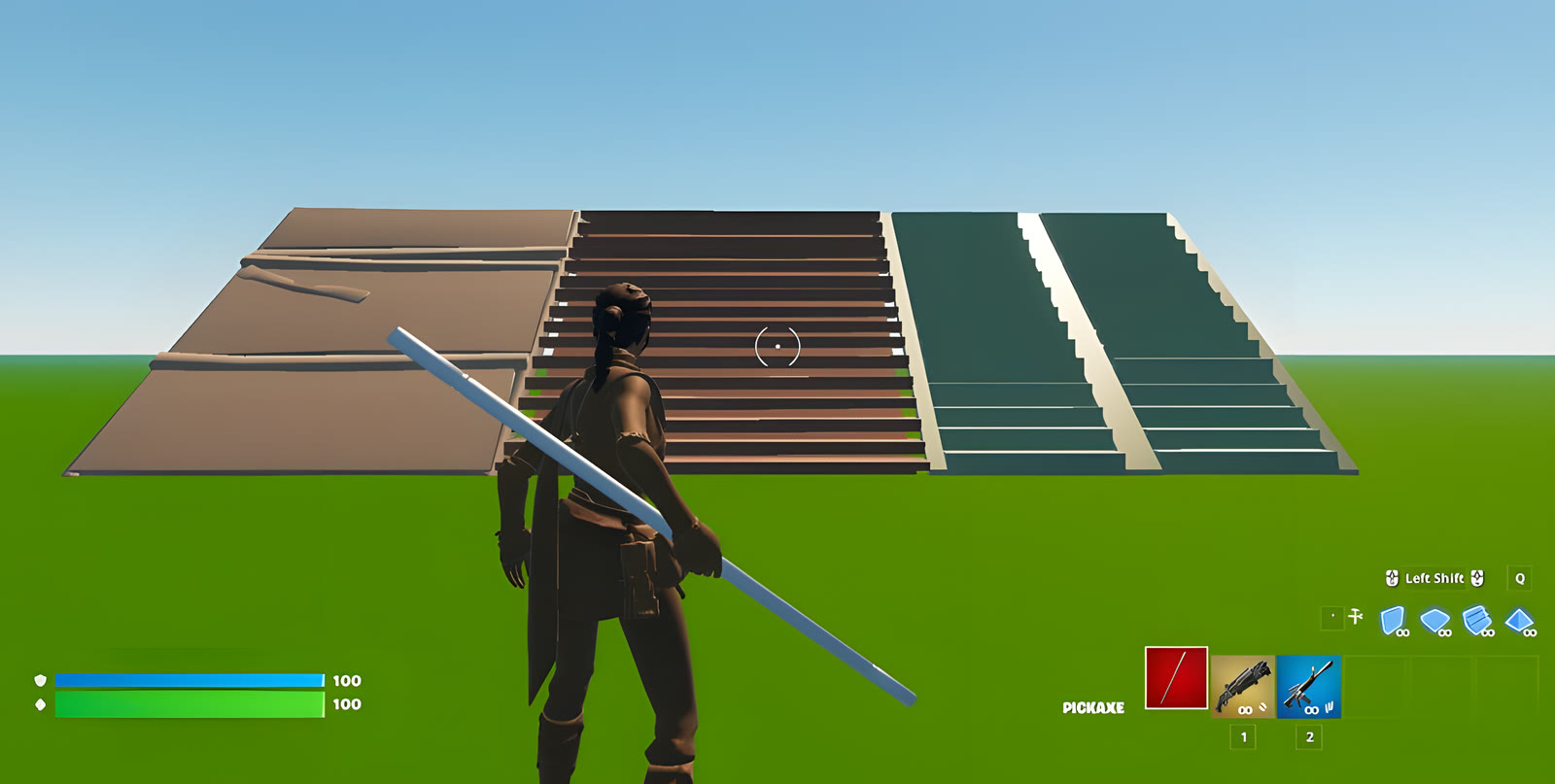 Fortnite with Potato Graphics: flat colours and no detail